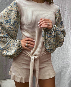 Two-Piece Short and Lantern Sleeve Top Set