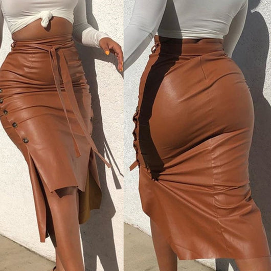 Asymmetrical Faux Leather Skirt