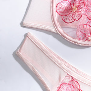 Floral Embroidered Lingerie Set