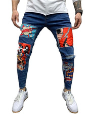 Load image into Gallery viewer, Patchwork Comic Print Jeans
