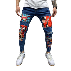 Patchwork Comic Print Jeans