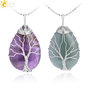 Tree of Life Natural Stone Pendant Necklace