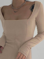 Load image into Gallery viewer, Square Neck Ribbed Dress
