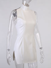 Load image into Gallery viewer, Side Slit Faux Leather Dress
