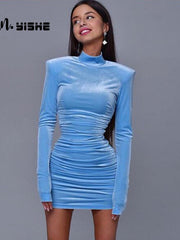 Load image into Gallery viewer, Turtle Neck Velvet Dress
