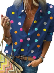 Load image into Gallery viewer, Polka Dot Button Up Blouse
