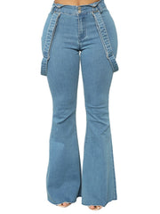 Load image into Gallery viewer, Jeans with Suspenders and Flared Legs
