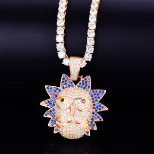 Iced Out Face Pendant & Chain