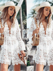 Load image into Gallery viewer, See Through Flared Sleeve Beach Wear
