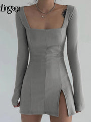 Load image into Gallery viewer, Square Neck Ribbed Dress
