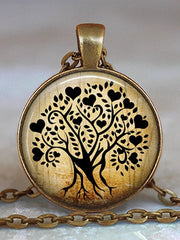 Load image into Gallery viewer, Tree Of Life Glass Cabochon Statement Necklace