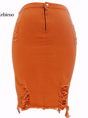 Load image into Gallery viewer, Ripped Denim Distressed Skirt
