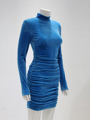 Load image into Gallery viewer, Turtle Neck Velvet Dress
