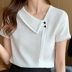 Asymmetrical Collar  Blouse