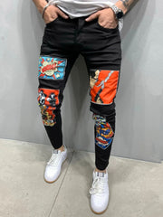 Load image into Gallery viewer, Patchwork Comic Print Jeans

