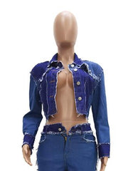 Load image into Gallery viewer, Long Sleeve Frayed Denim Jacket
