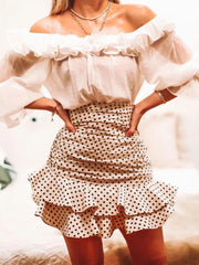 Load image into Gallery viewer, Polka dot High-waisted Skirt
