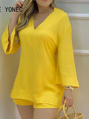 Load image into Gallery viewer, Long Sleeve Blouse &amp; Shorts
