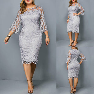 Elegant Dress With Sheer Sleeves