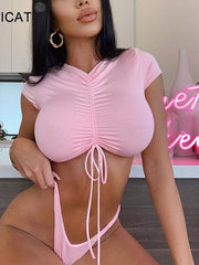 Load image into Gallery viewer, Front Drawstring Crop-Top
