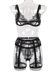 Load image into Gallery viewer, 3 Piece Lace Hollow Lingerie Sets
