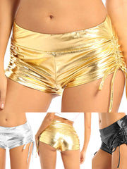 Load image into Gallery viewer,  Shiny Metallic Shorts W/ Side Ties
