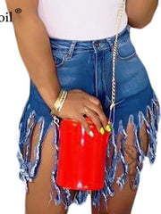 Load image into Gallery viewer, High Waist Tassel Jeans Shorts
