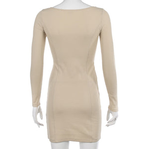 Square Neck Ribbed Dress