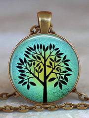 Load image into Gallery viewer, Tree Of Life Glass Cabochon Statement Necklace