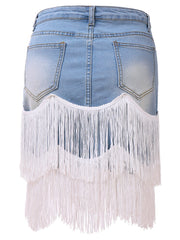 Load image into Gallery viewer, Denim Tassel Skirt
