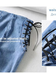 Load image into Gallery viewer, High Waist Side Lace-up Stretchy Jeans
