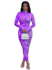 Load image into Gallery viewer, Ruched Tie Dye Bodycon Dress 

