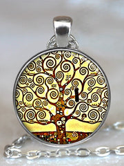 Load image into Gallery viewer, Tree Of Life Glass Cabochon Statement Necklace