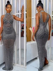 Load image into Gallery viewer, Sheer Rhinestone Gown
