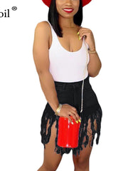 Load image into Gallery viewer, High Waist Tassel Jeans Shorts
