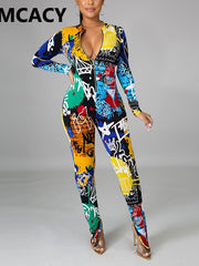 Load image into Gallery viewer, Long Sleeve Graffiti Jumpsuit
