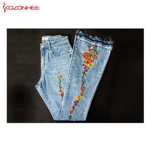 Embroidered Flare Legs  Jeans