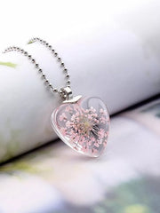 Load image into Gallery viewer,  Natural Handmade Dried Flower Heart Shape Glass Pendant &amp; Necklace 
