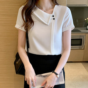 Asymmetrical Collar  Blouse