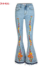 Load image into Gallery viewer, Embroidered Flare Legs  Jeans
