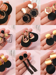 Load image into Gallery viewer,  Black &amp; Gold Acrylic Earrings
