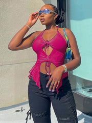 Load image into Gallery viewer, Ruffles Cut Out Tank Top
