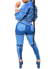 Load image into Gallery viewer, Frayed Denim Jeans
