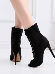 Load image into Gallery viewer, Peep-Toe Lace Up Heels
