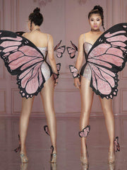 Load image into Gallery viewer, Butterfly Wings Rhinestones Bodysuit Dance Costume Halloween Party Show Role-playing Cosplay Costume DJ Singer Dancer Stage Wear