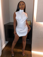 Load image into Gallery viewer, Side Slit Faux Leather Dress
