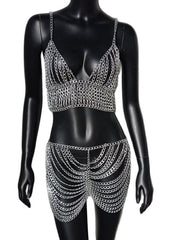 Load image into Gallery viewer, Chain Crop Top &amp; Bottom
