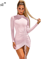 Load image into Gallery viewer, Ruched Bodycon Mini Dress Women 
