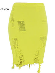 Load image into Gallery viewer, Ripped Denim Distressed Skirt
