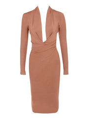 Load image into Gallery viewer, Deep V-Neck Long-Sleeve Dress
